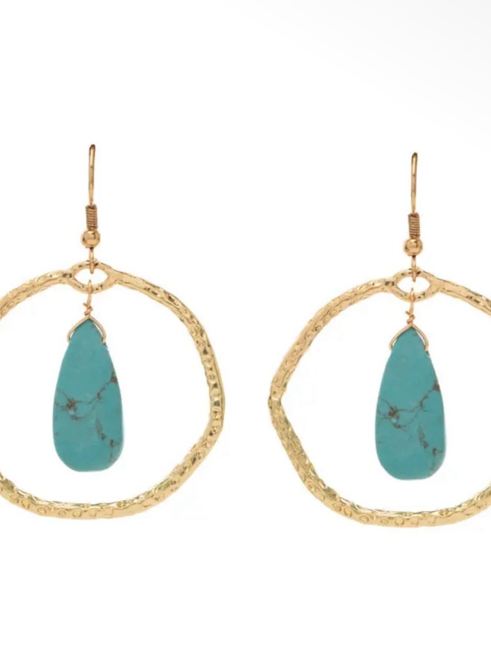 Myra Bag Gold Hoop Earrings with Turquoise Teardrop